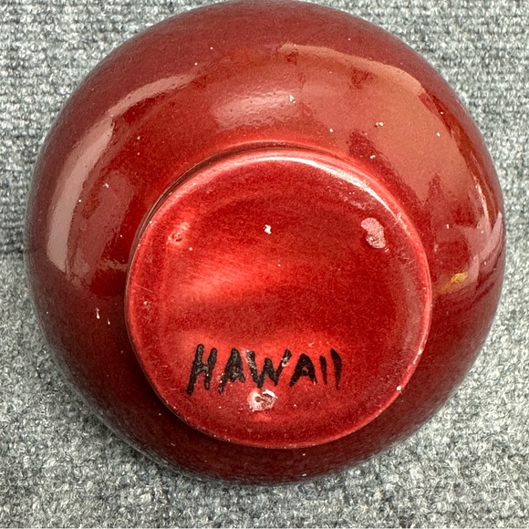 Vintage Hawaiian pottery vase drip glaze 8” red with aqua - Picture 4 of 6